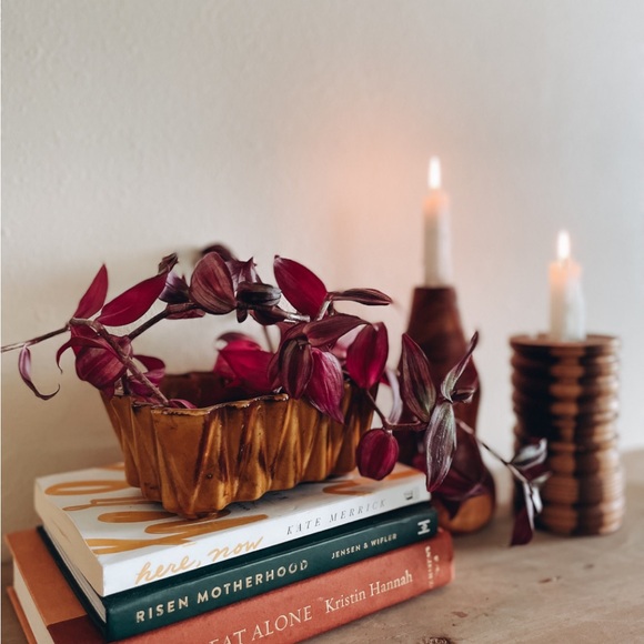 Vintage USA UPCO 276 Pleated Gold/Yellow Geometric Planter - Picture 3 of 5